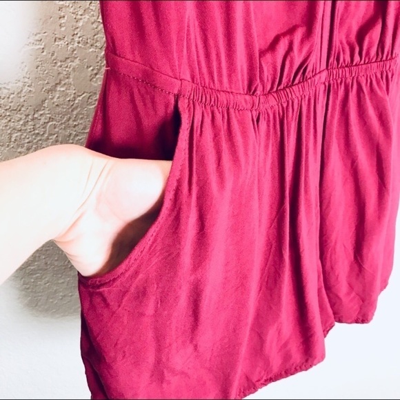 Express Burgundy Strappy Romper with Pockets Small - Picture 5 of 7